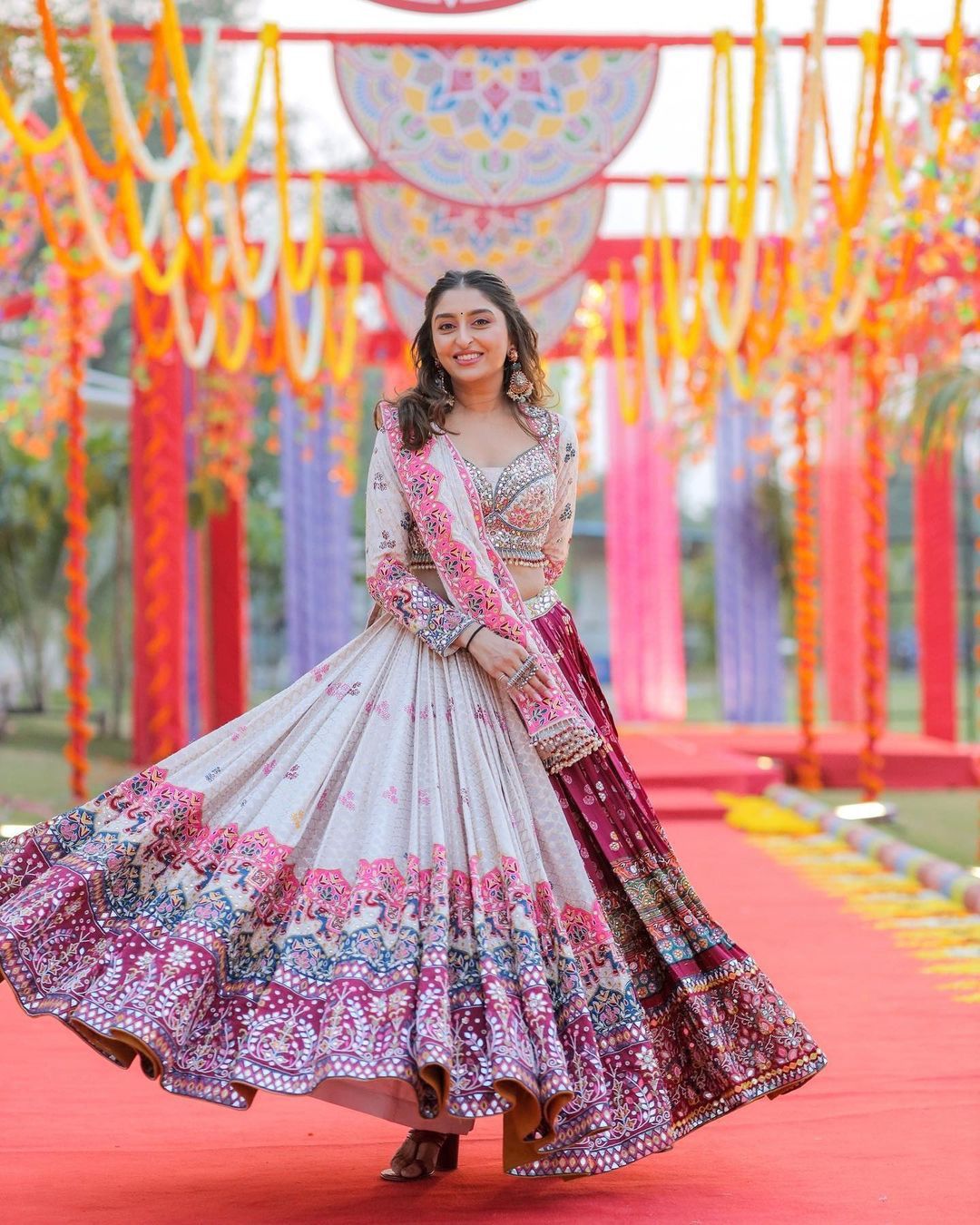 Purple - Off White Designer Lehengha Choli