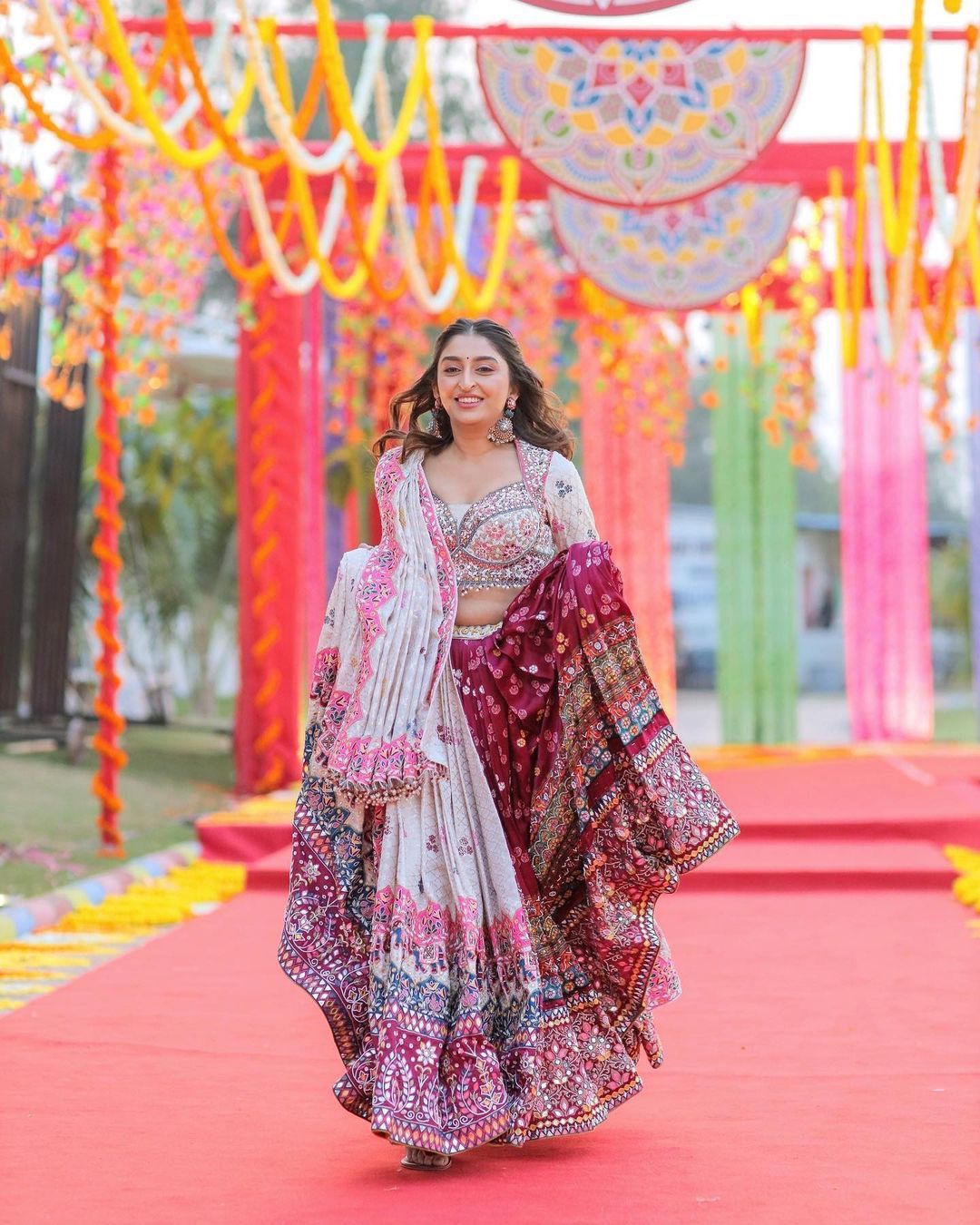 Purple - Off White Designer Lehengha Choli
