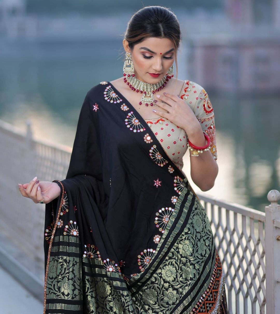 Black Bandhani Printed Navratri Choli