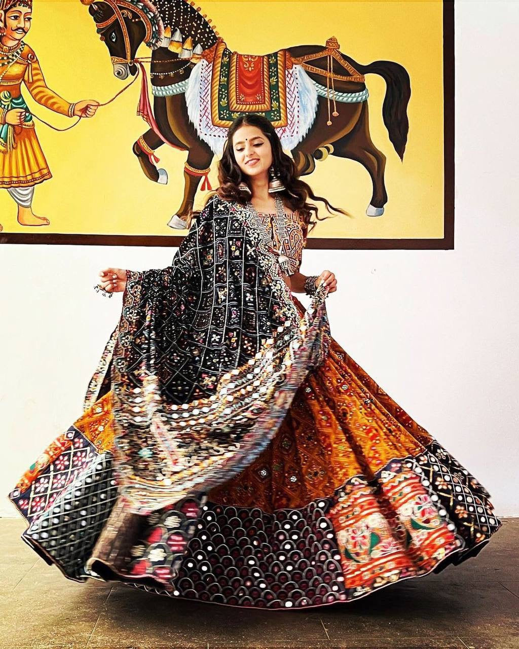 Orange Color Navratri Designer Heavy Lehenga Choli