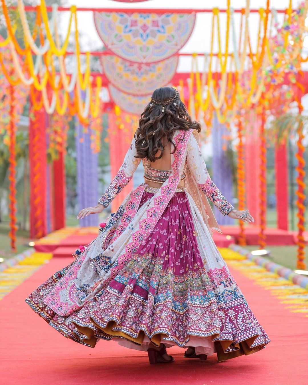 Purple - Off White Designer Lehengha Choli