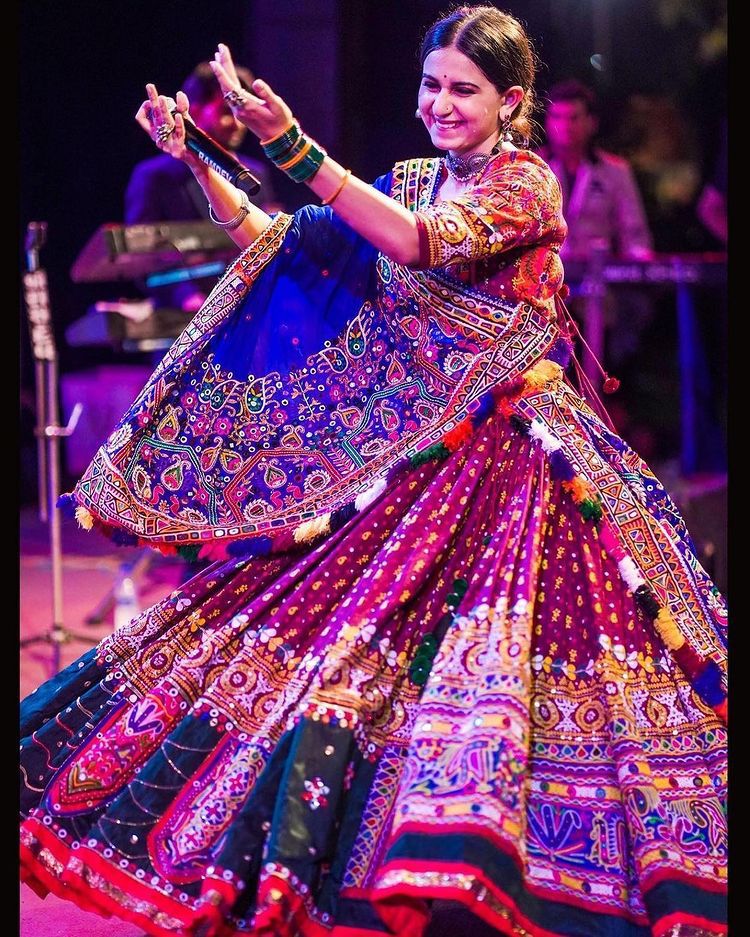 Black Lehenga Choli with Mirror work and attached Black Dupatta