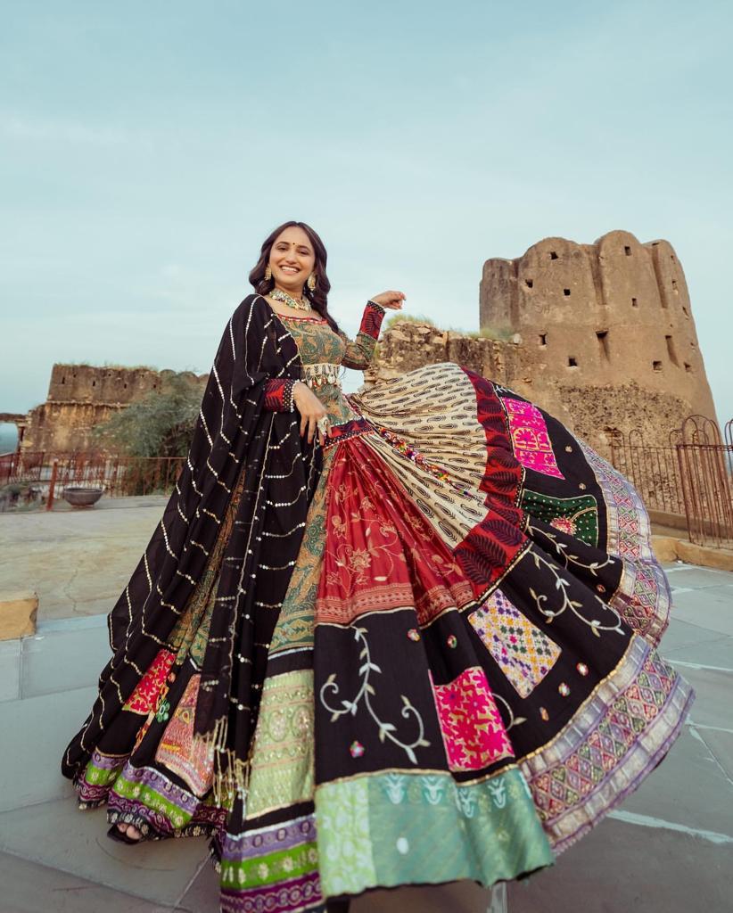 Designer Printed Lehenga Choli With Mirror Work