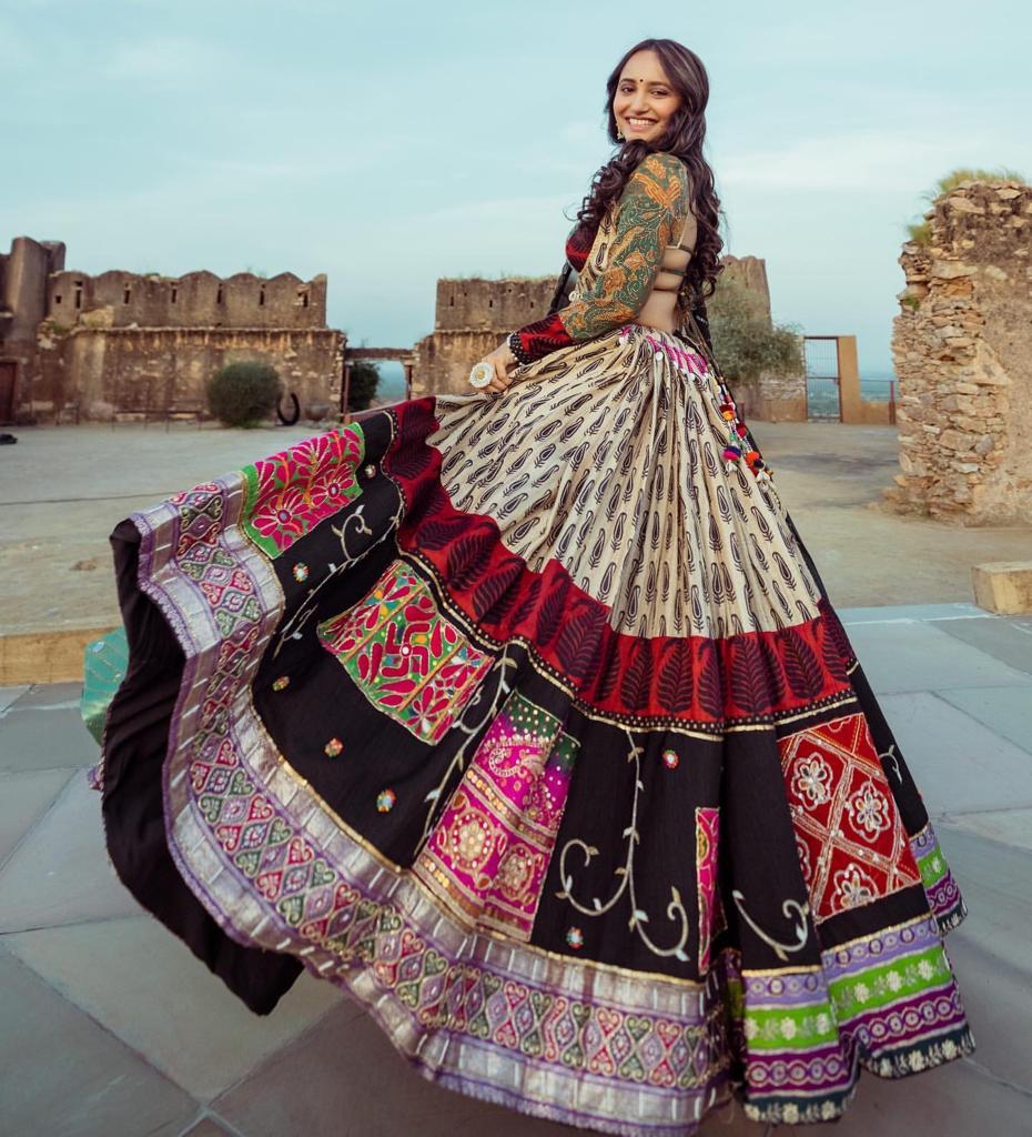 Designer Printed Lehenga Choli With Mirror Work