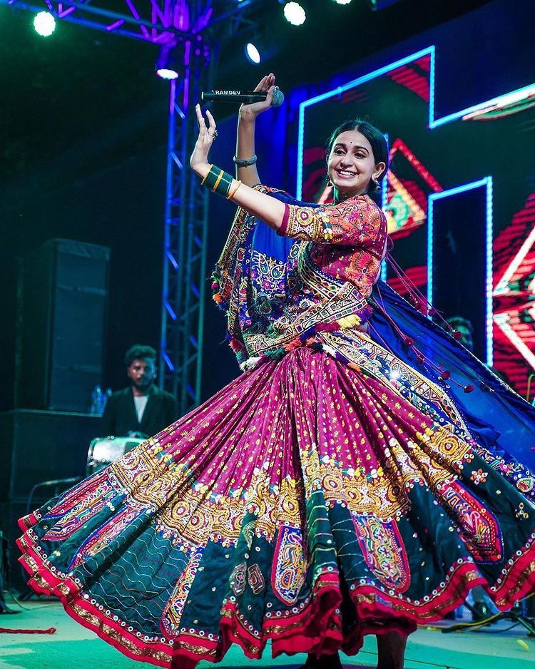 Black Lehenga Choli with Mirror work and attached Black Dupatta