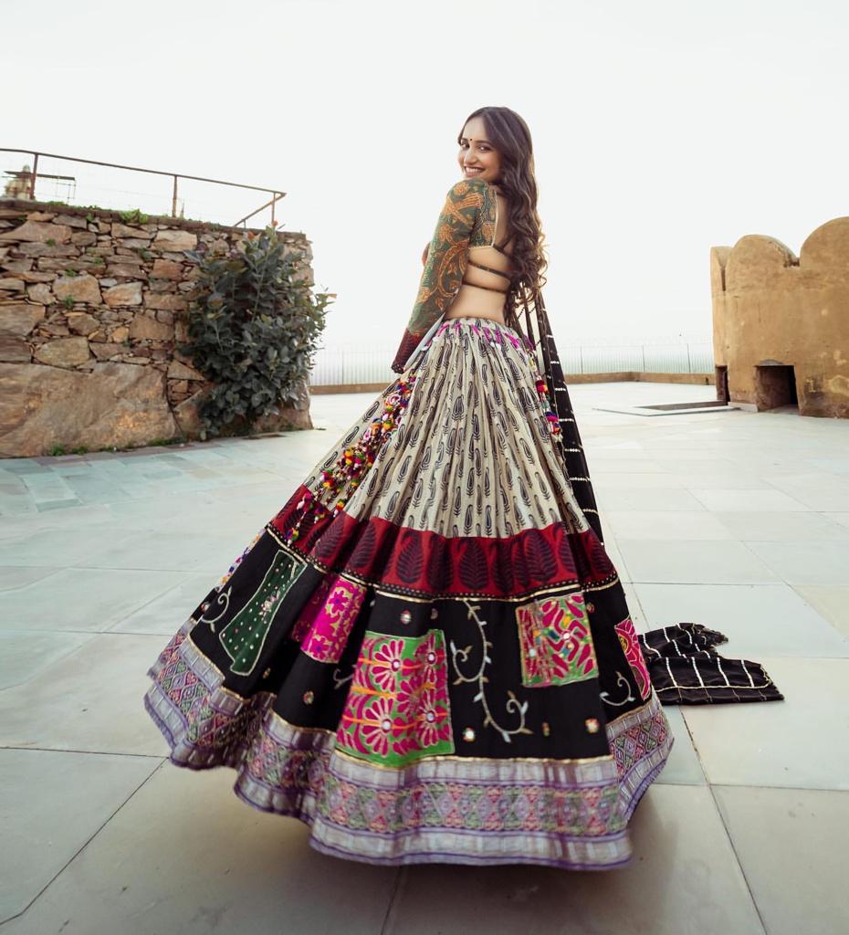 Designer Printed Lehenga Choli With Mirror Work
