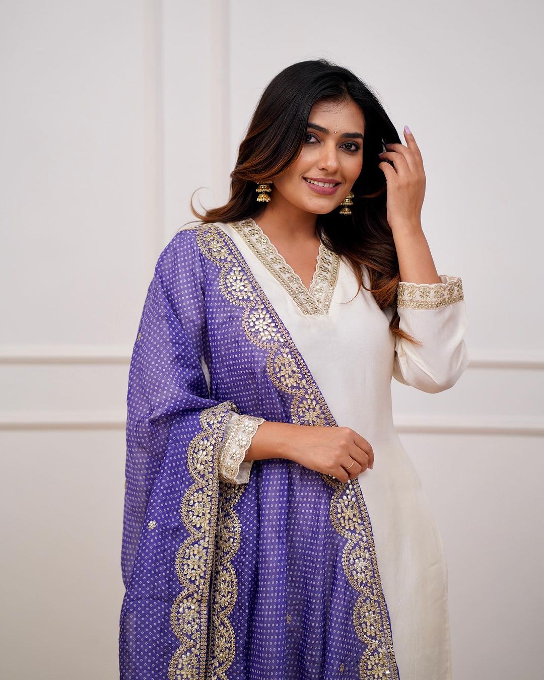 pink REYON EMBROIDERY WORK KURTI PANT WITH FANCY DUPATTA