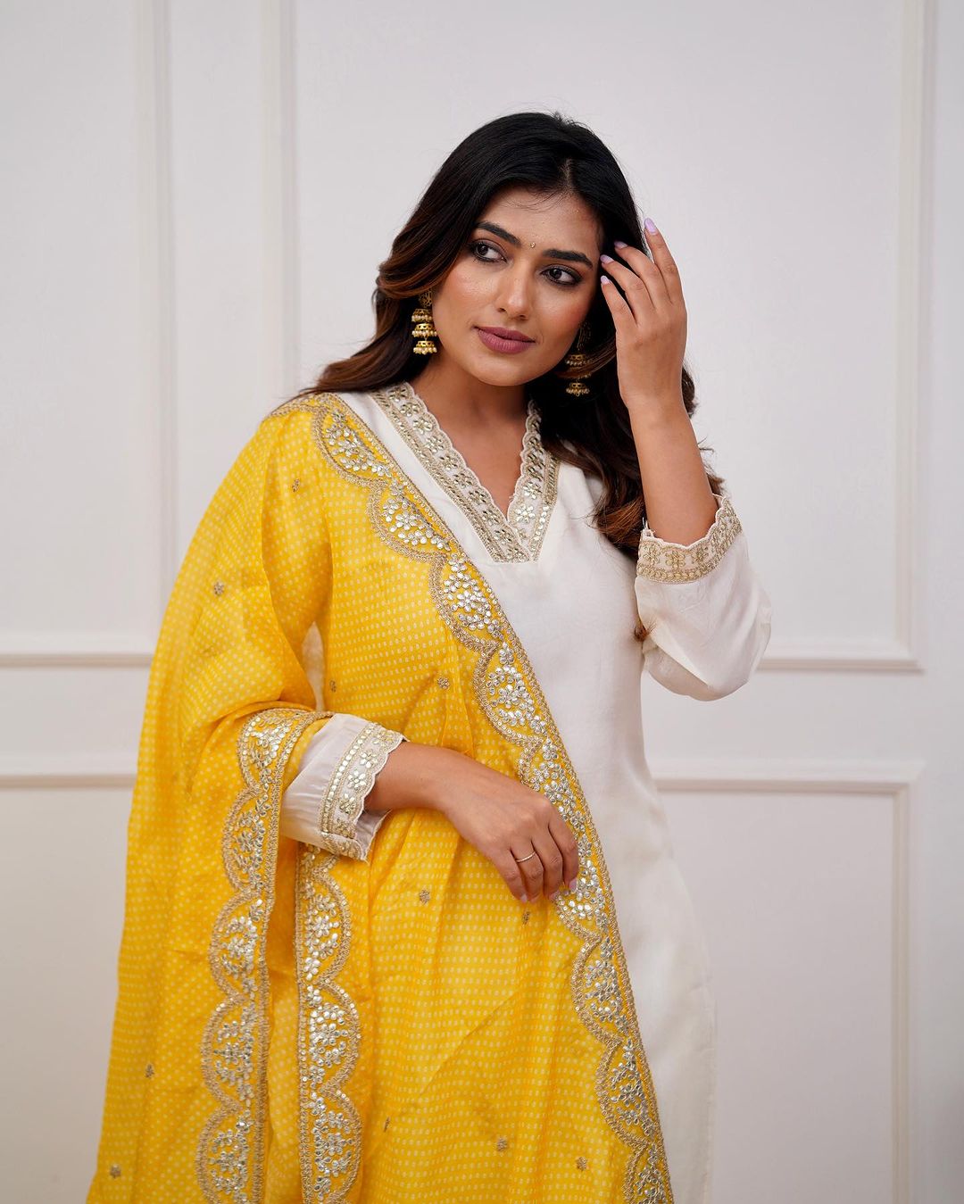 pink REYON EMBROIDERY WORK KURTI PANT WITH FANCY DUPATTA