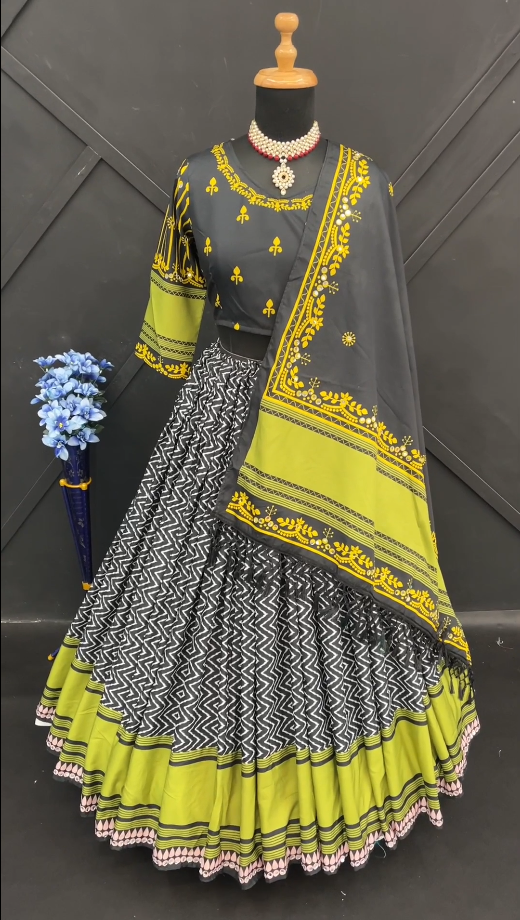 Designer Digital Printed Lehenga Choli with Dupatta in Soft Butter Silk