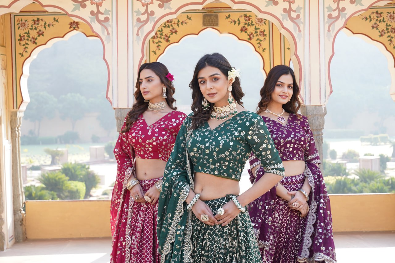 Designer Pure Viscose Jacquard fabric Lehenga Choli & Dupatta Set LEHENGA CHOLI COLLECTIONS-2024