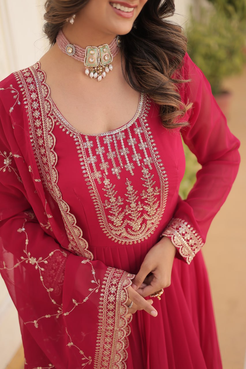 Faux Blooming Gown with Rich Sequins Embroidered work GOWN-WITH-DUPATTA COLLECTIONS