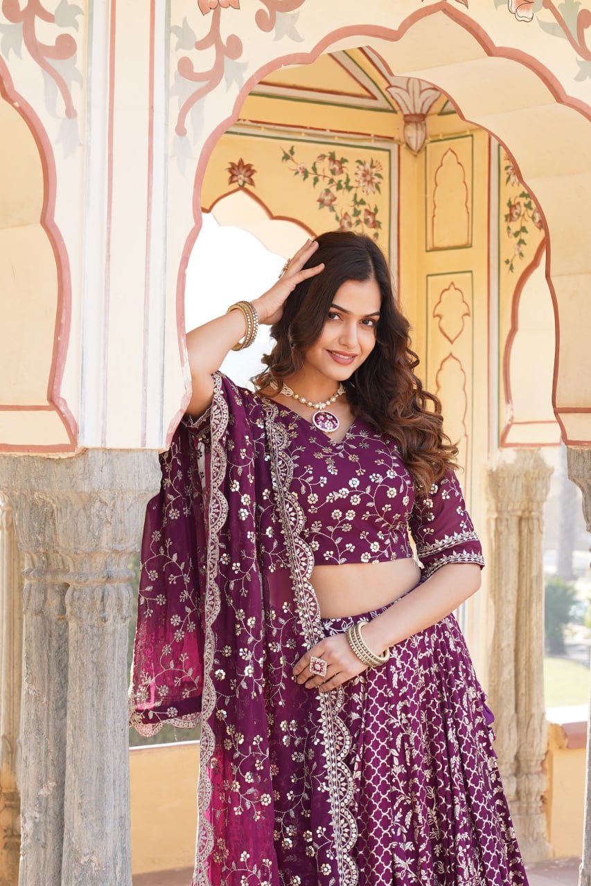 Designer Pure Viscose Jacquard fabric Lehenga Choli & Dupatta Set LEHENGA CHOLI COLLECTIONS-2024