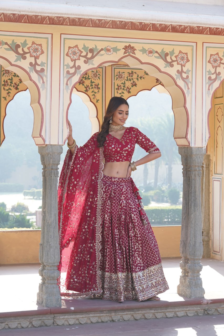 Designer Pure Viscose Jacquard fabric Lehenga Choli & Dupatta Set LEHENGA CHOLI COLLECTIONS-2024