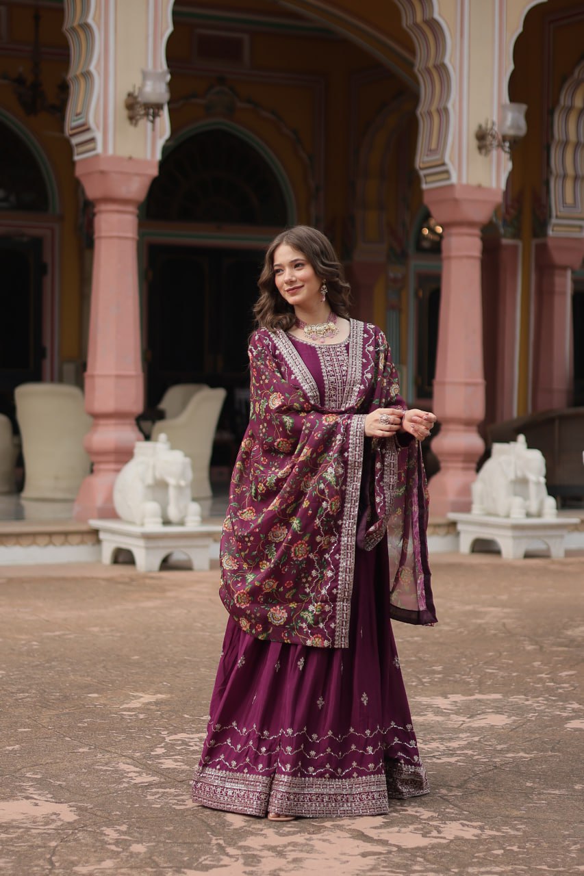 Chinon And Sequins Embroidered Work GOWN-WITH-DUPATTA COLLECTIONS