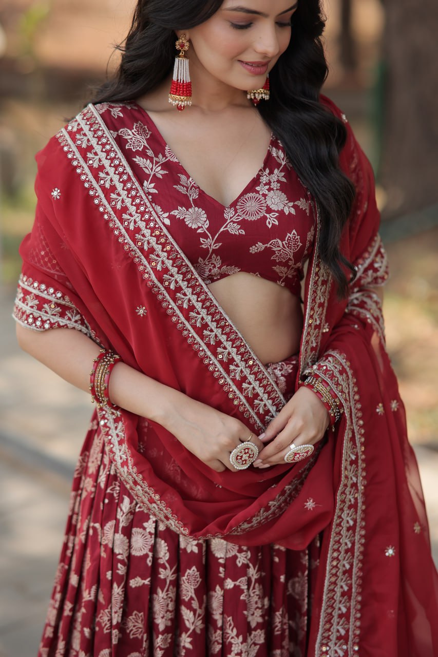 Designer Dyeable Pure Viscose Jacquard fabric Lehenga Choli & Dupatta Set LEHENGA CHOLI COLLECTIONS