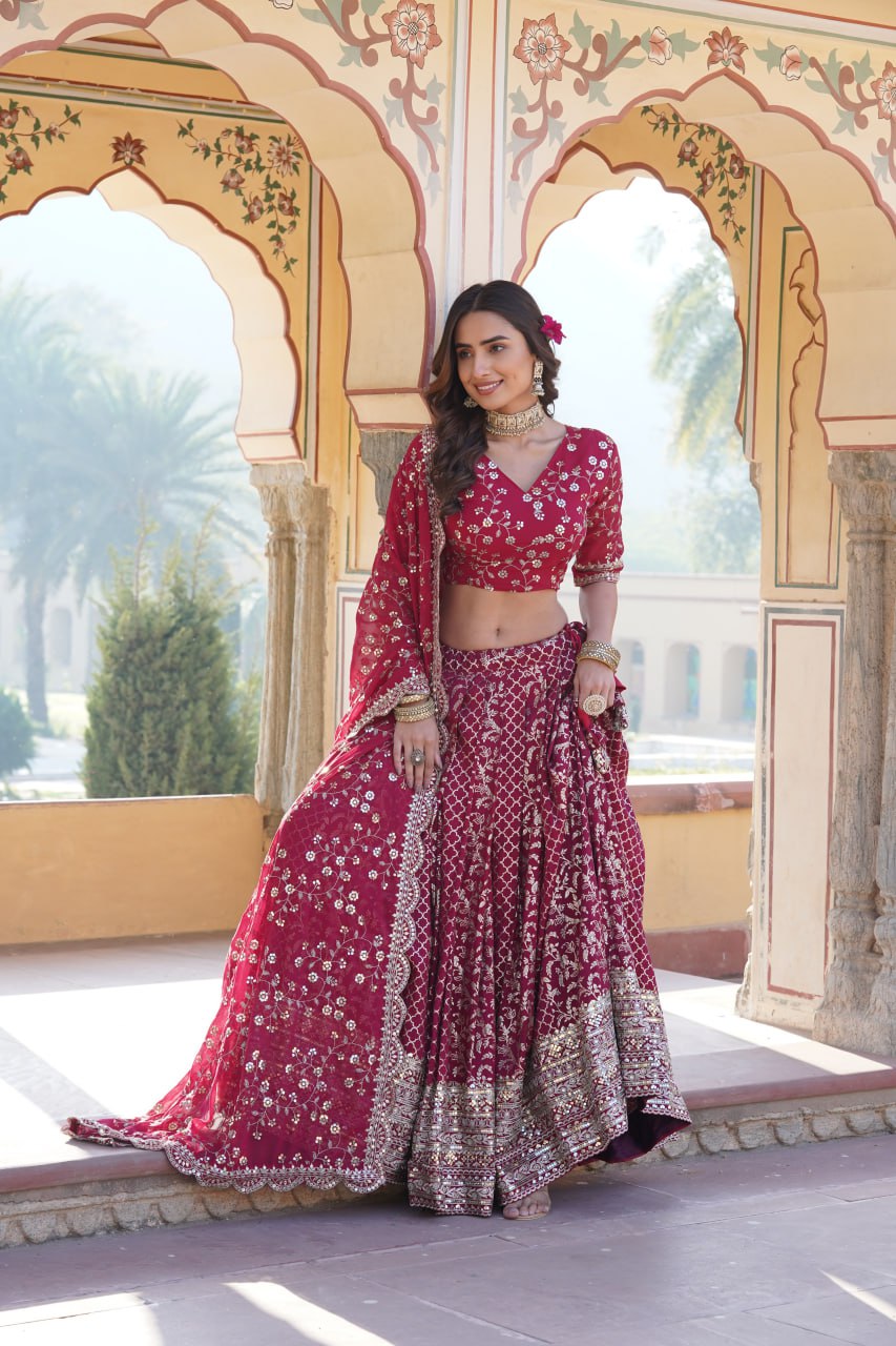 Designer Pure Viscose Jacquard fabric Lehenga Choli & Dupatta Set LEHENGA CHOLI COLLECTIONS-2024