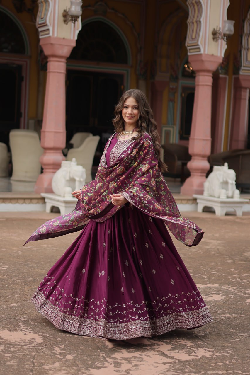 Chinon And Sequins Embroidered Work GOWN-WITH-DUPATTA COLLECTIONS