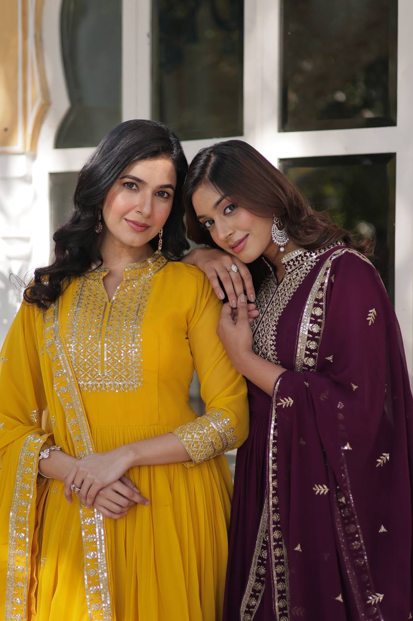 DESIGNER Georgette with Rich Sequins Embroidered work GOWN-WITH-DUPATTA COLLECTIONS