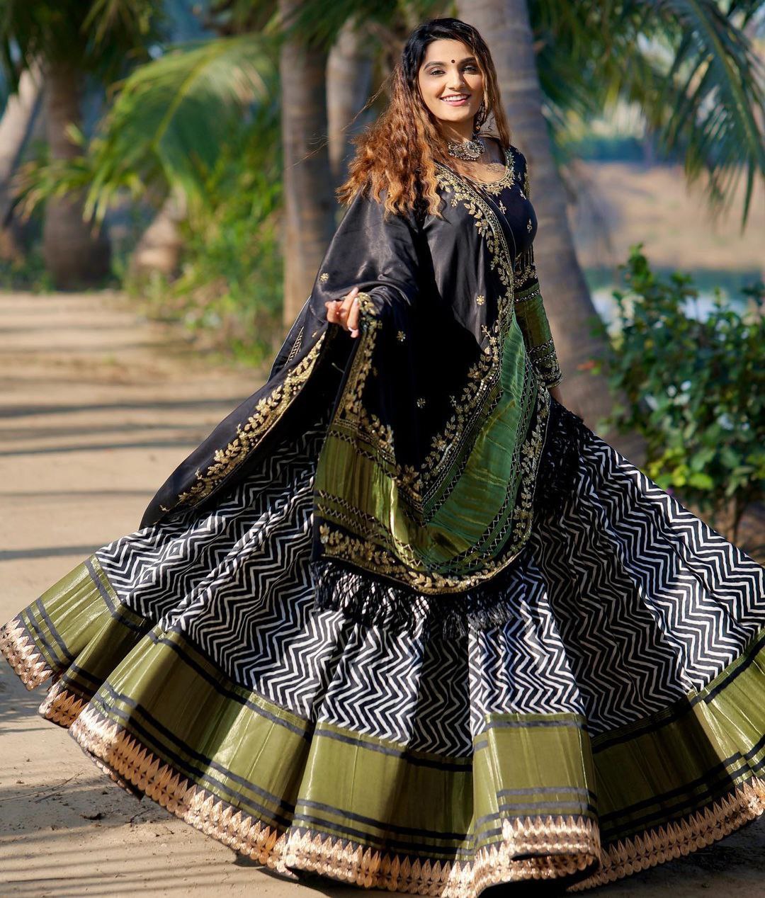 Designer Digital Printed Lehenga Choli with Dupatta in Soft Butter Silk