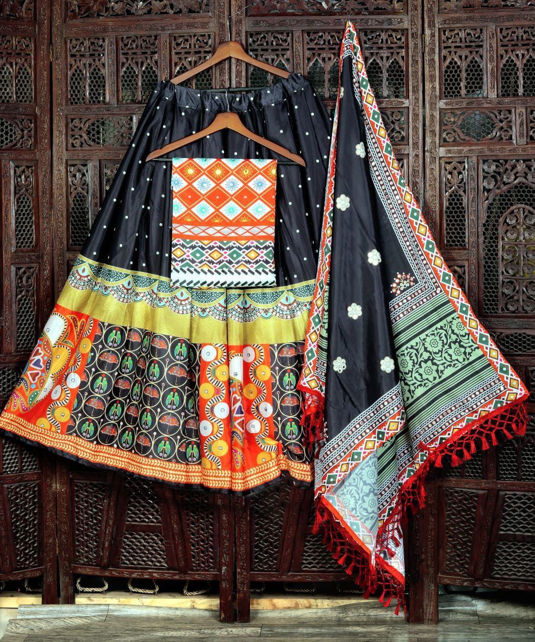 Black Colour Heavy Printed Lehngha Choli