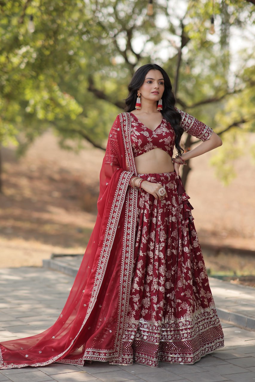 Designer Dyeable Pure Viscose Jacquard fabric Lehenga Choli & Dupatta Set LEHENGA CHOLI COLLECTIONS