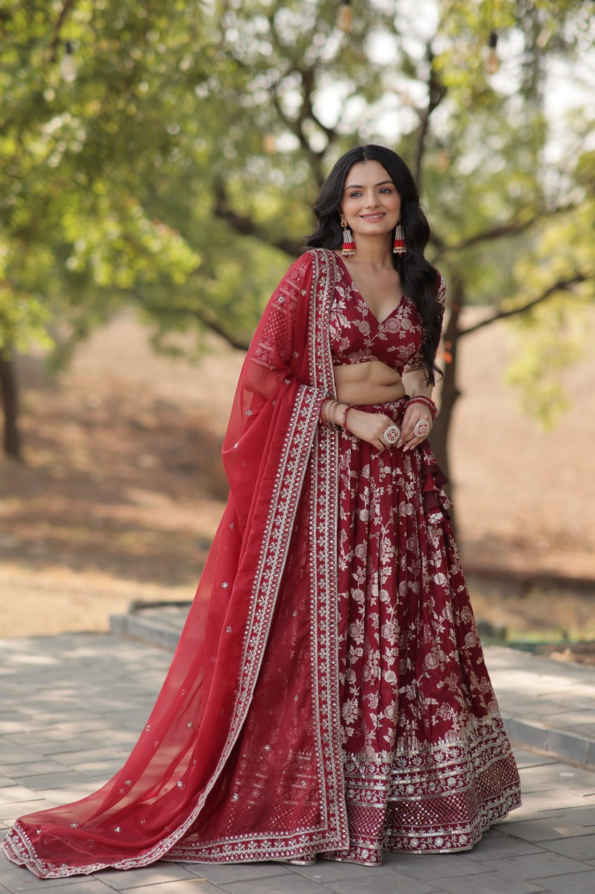 Designer Dyeable Pure Viscose Jacquard fabric Lehenga Choli & Dupatta Set LEHENGA CHOLI COLLECTIONS