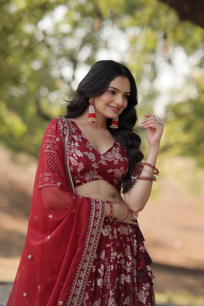 Designer Dyeable Pure Viscose Jacquard fabric Lehenga Choli & Dupatta Set LEHENGA CHOLI COLLECTIONS