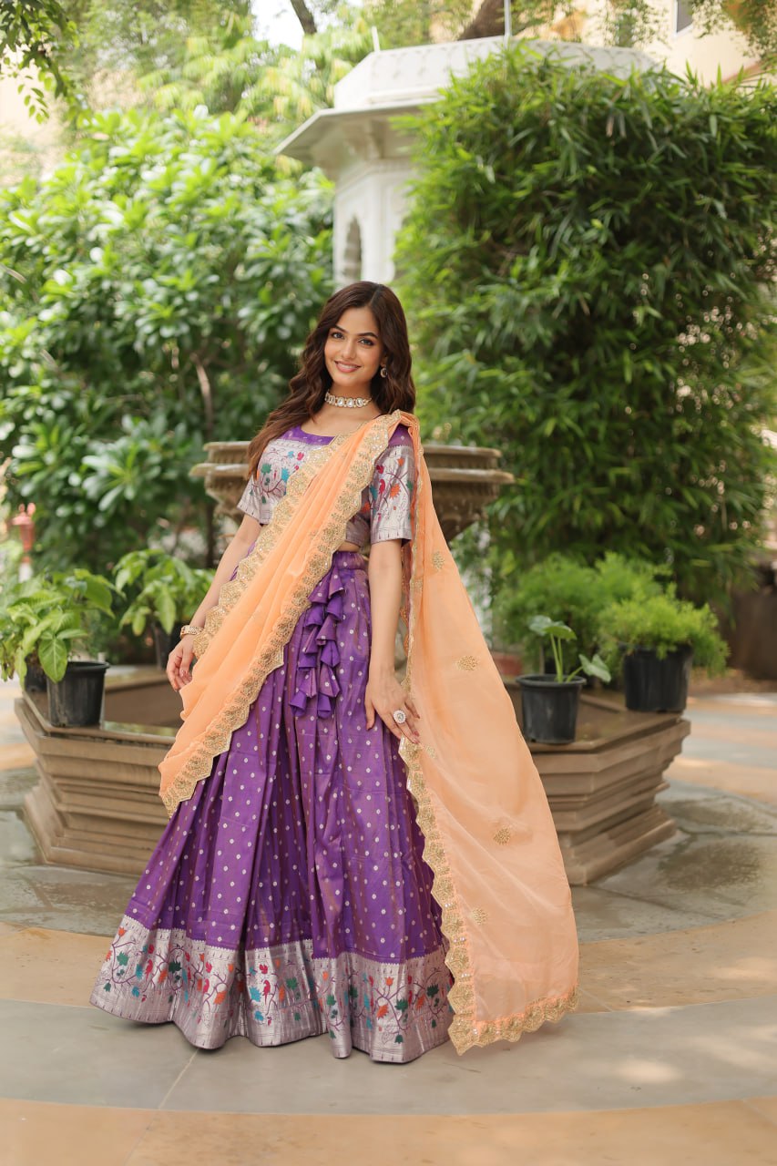 Trending Cosmos Jequard Lehenga Choli With Russian silk Embroidered Dupatta LEHNGHA CHOLI COLLECTION