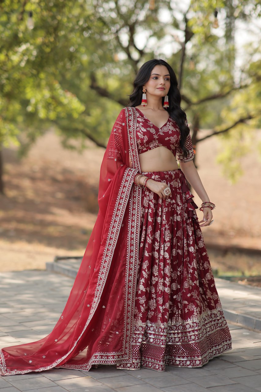 Designer Dyeable Pure Viscose Jacquard fabric Lehenga Choli & Dupatta Set LEHENGA CHOLI COLLECTIONS