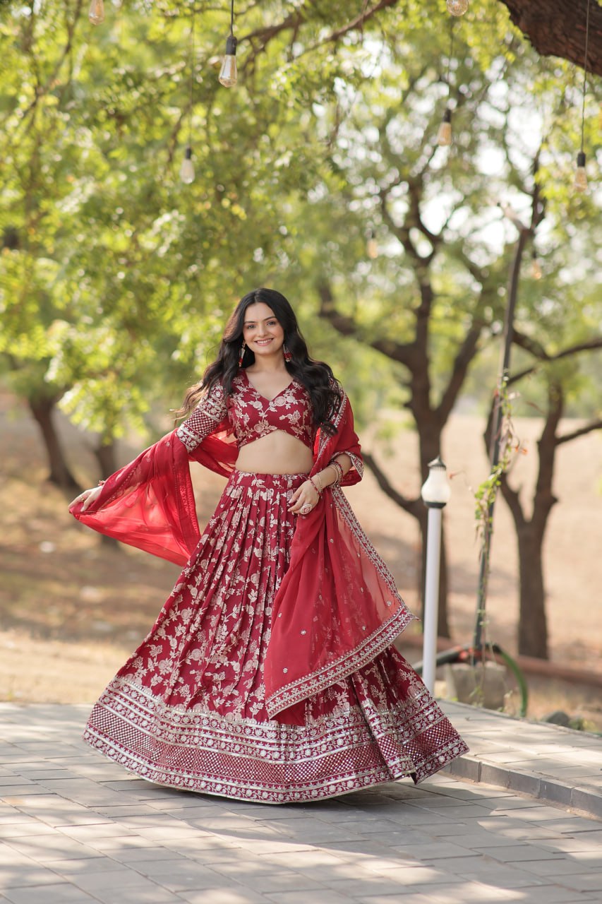 Designer Dyeable Pure Viscose Jacquard fabric Lehenga Choli & Dupatta Set LEHENGA CHOLI COLLECTIONS