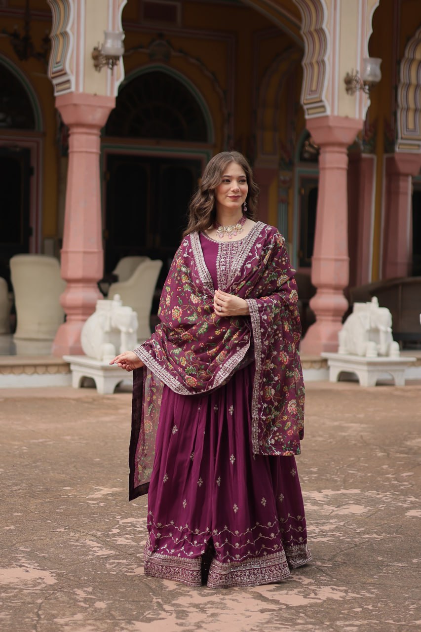 Chinon And Sequins Embroidered Work GOWN-WITH-DUPATTA COLLECTIONS