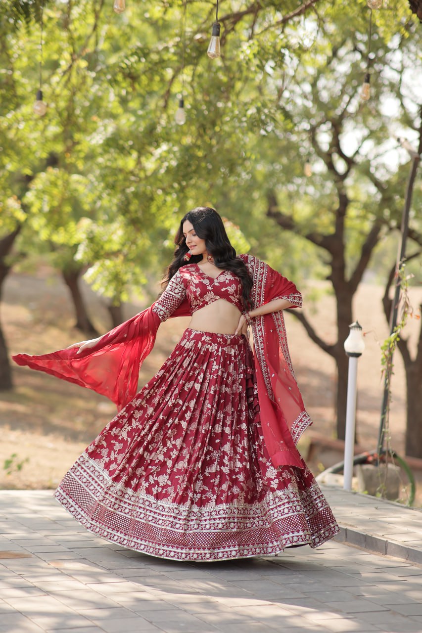 Designer Dyeable Pure Viscose Jacquard fabric Lehenga Choli & Dupatta Set LEHENGA CHOLI COLLECTIONS