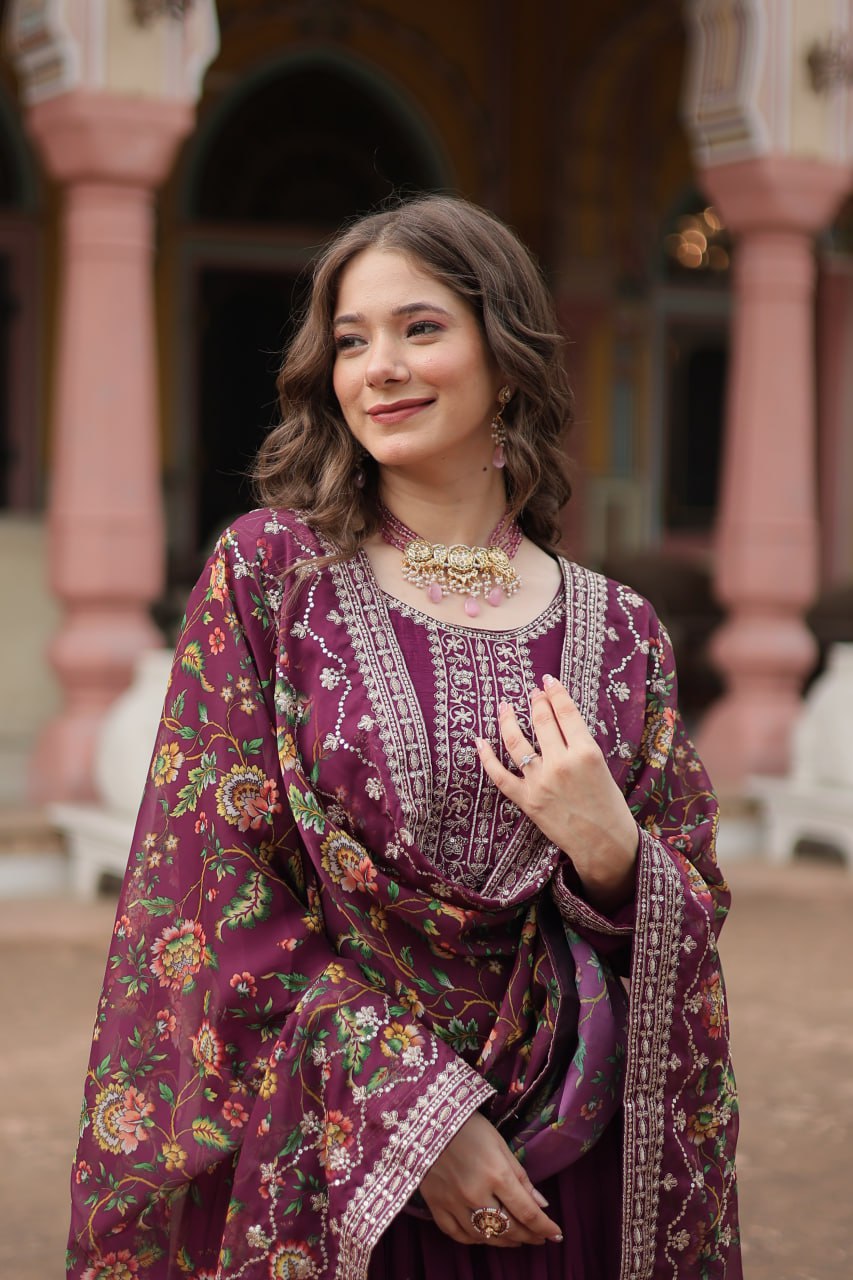 Chinon And Sequins Embroidered Work GOWN-WITH-DUPATTA COLLECTIONS