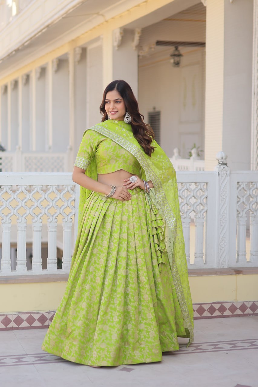 Designer Dyeable Pure Viscose Jacquard fabric Lehenga Choli & Dupatta Set LEHENGA CHOLI COLLECTIONS