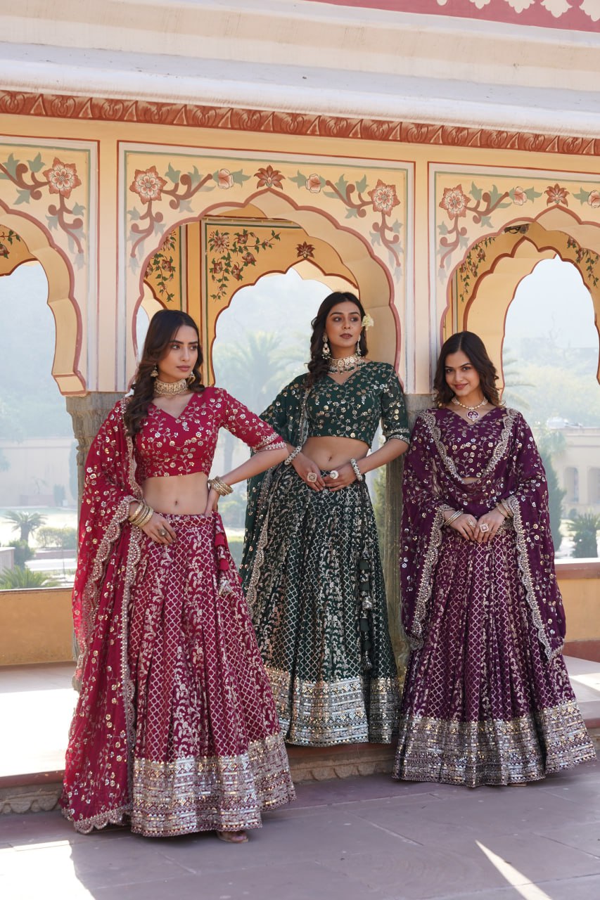 Designer Pure Viscose Jacquard fabric Lehenga Choli & Dupatta Set LEHENGA CHOLI COLLECTIONS-2024