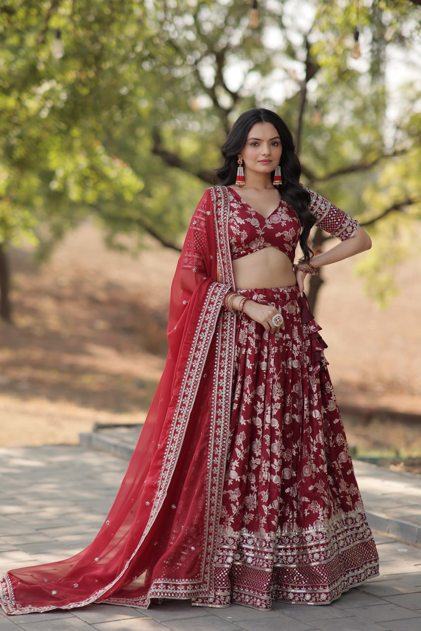 Designer Dyeable Pure Viscose Jacquard fabric Lehenga Choli & Dupatta Set LEHENGA CHOLI COLLECTIONS