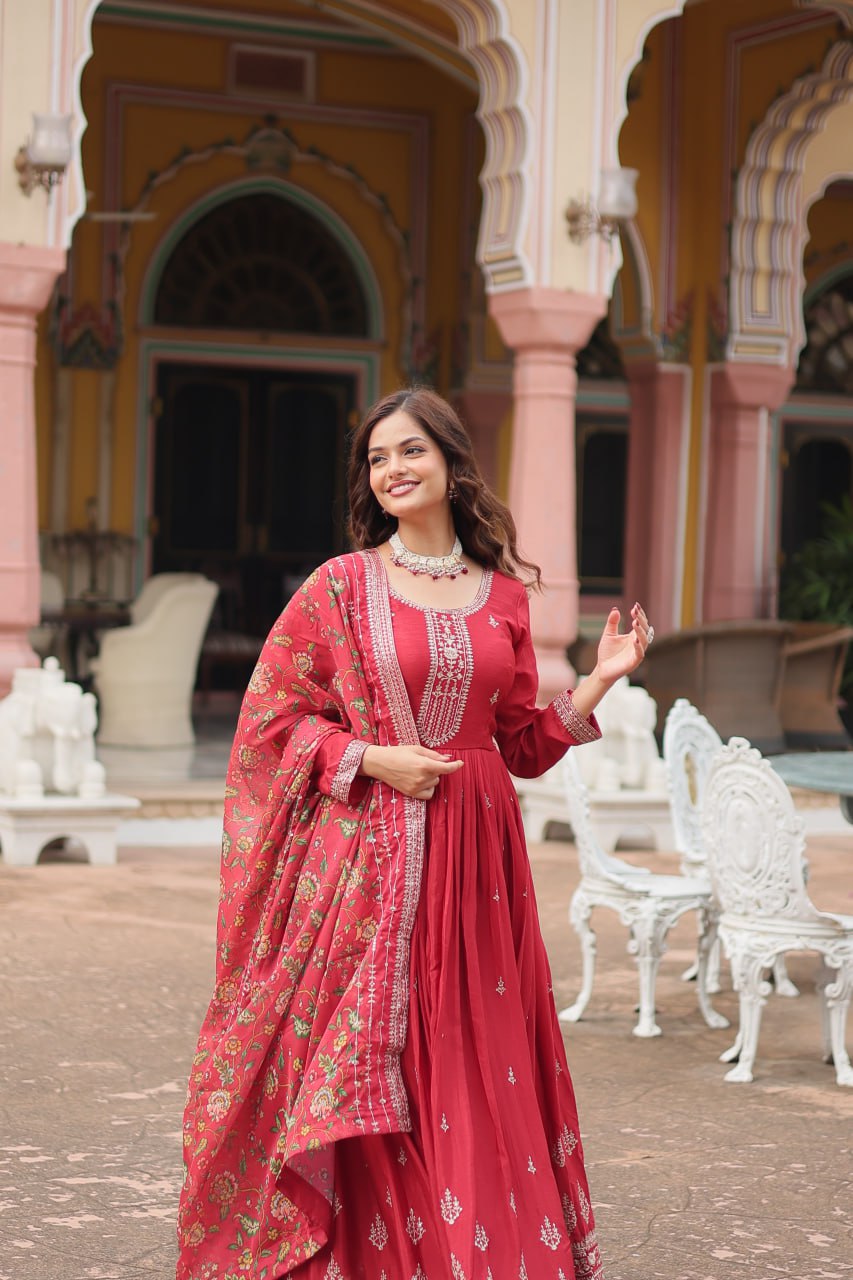 Chinon And Sequins Embroidered Work GOWN-WITH-DUPATTA COLLECTIONS