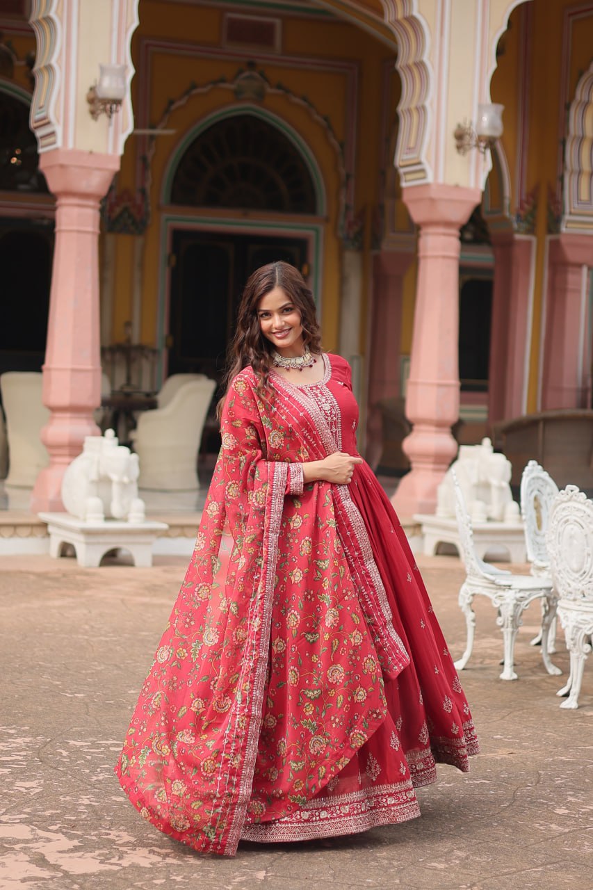 Chinon And Sequins Embroidered Work GOWN-WITH-DUPATTA COLLECTIONS
