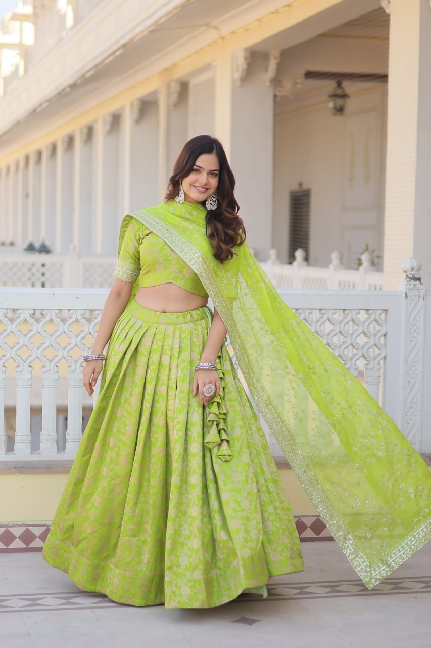 Designer Dyeable Pure Viscose Jacquard fabric Lehenga Choli & Dupatta Set LEHENGA CHOLI COLLECTIONS