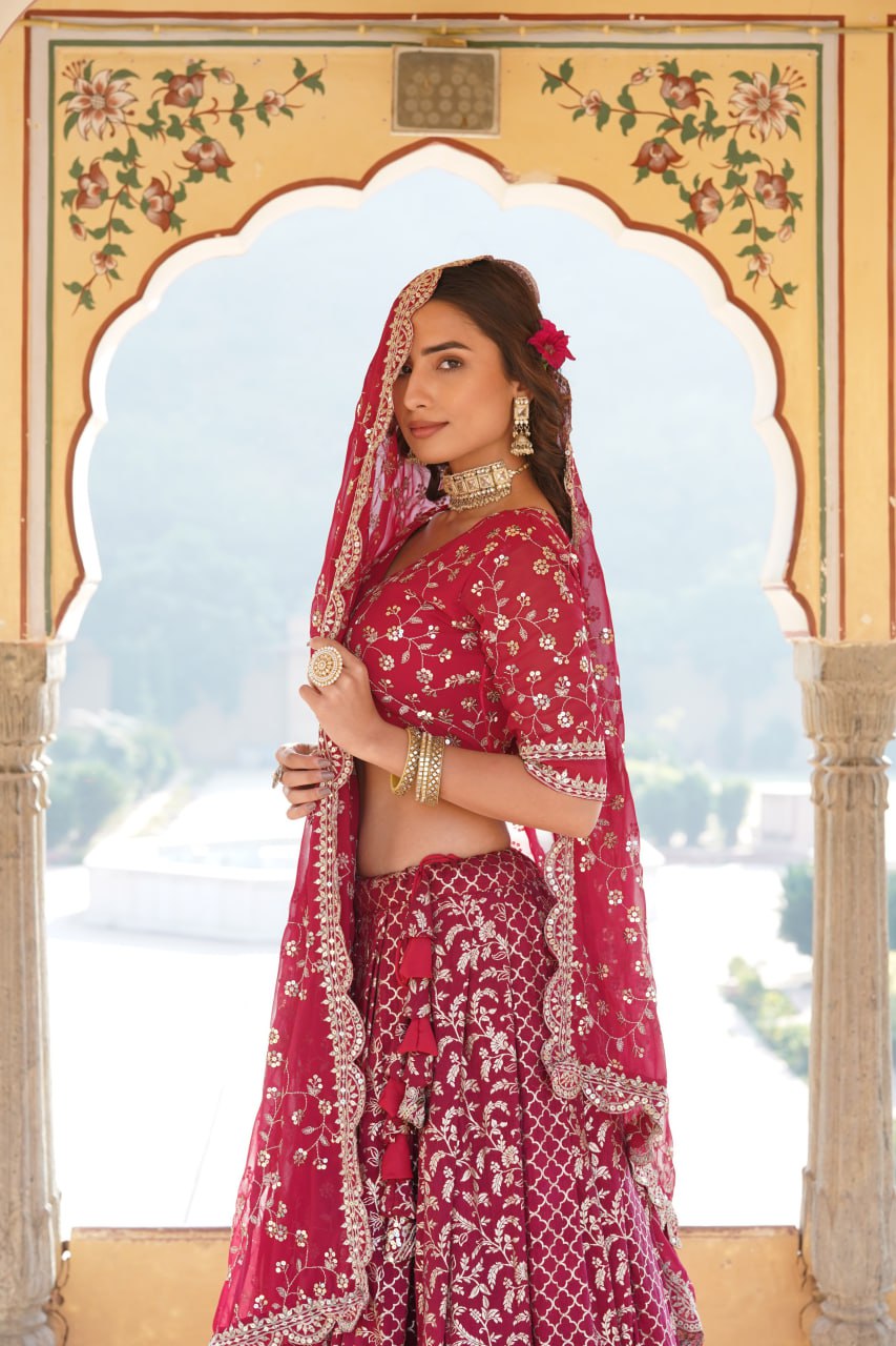 Designer Pure Viscose Jacquard fabric Lehenga Choli & Dupatta Set LEHENGA CHOLI COLLECTIONS-2024