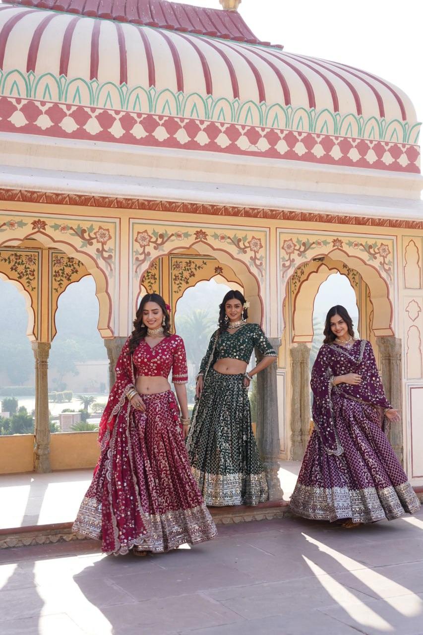 Designer Pure Viscose Jacquard fabric Lehenga Choli & Dupatta Set LEHENGA CHOLI COLLECTIONS-2024