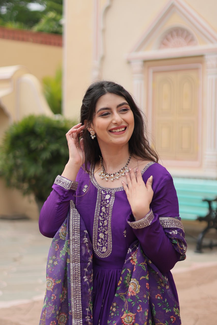 Chinon And Sequins Embroidered Work GOWN-WITH-DUPATTA COLLECTIONS