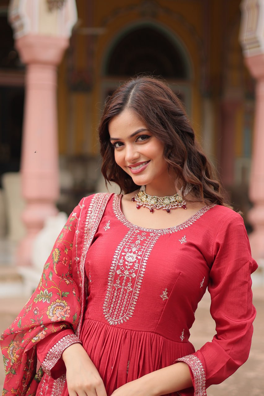 Chinon And Sequins Embroidered Work GOWN-WITH-DUPATTA COLLECTIONS