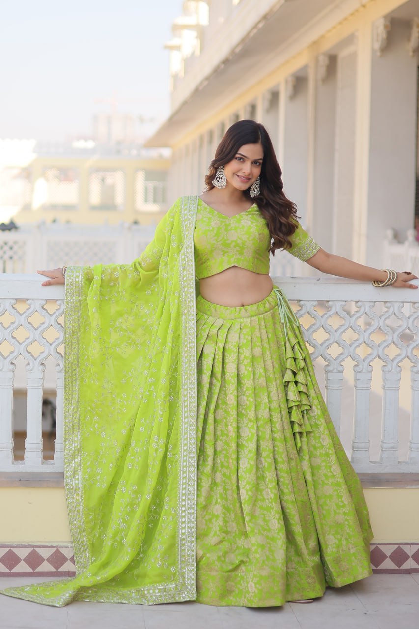 Designer Dyeable Pure Viscose Jacquard fabric Lehenga Choli & Dupatta Set LEHENGA CHOLI COLLECTIONS