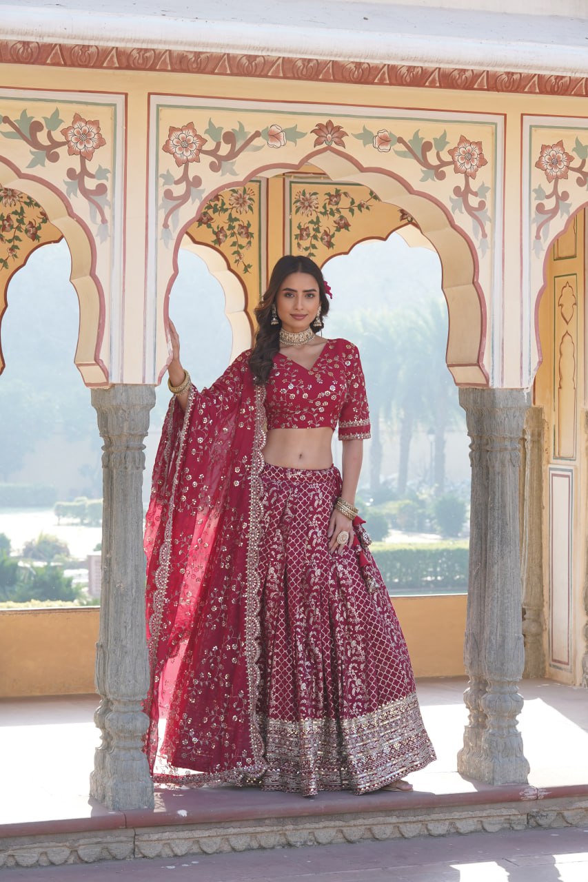 Designer Pure Viscose Jacquard fabric Lehenga Choli & Dupatta Set LEHENGA CHOLI COLLECTIONS-2024