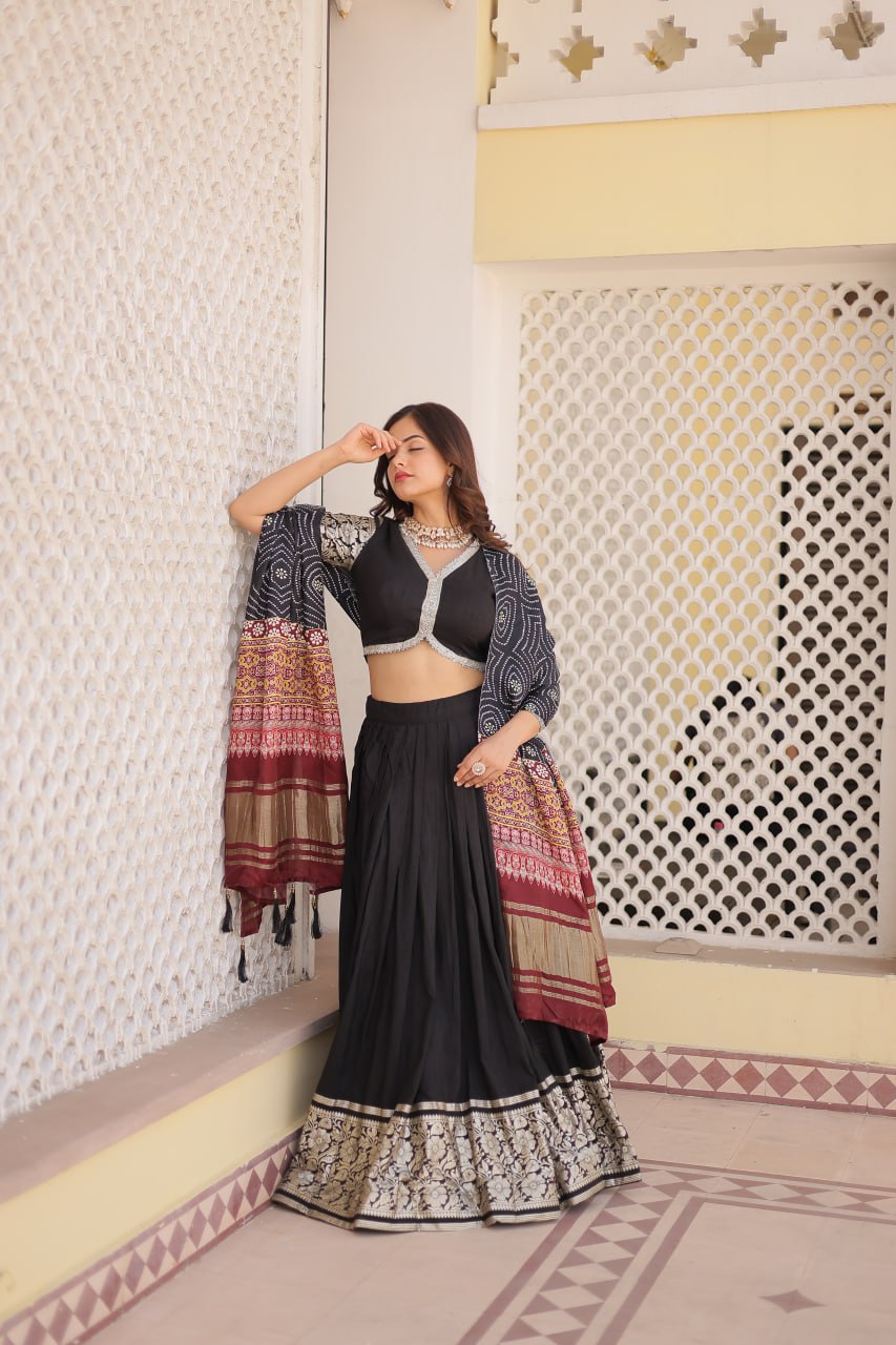 BLACK DESIGNER LEHENGA CHOLI WITH DUPATTA COLLECTIONS