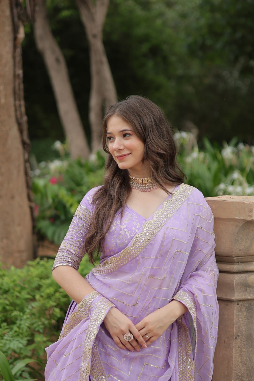 Viscose Dayble Jequard Fabric, Adorned With Intricate Sequins Embroidered Work Lehngha Collection