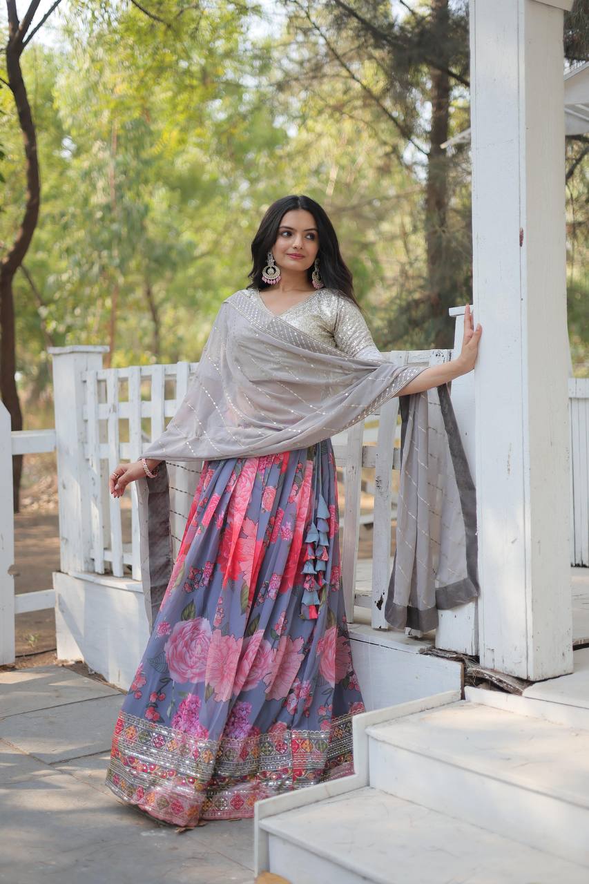 Digital Printed Georgette Lehengas choli collection