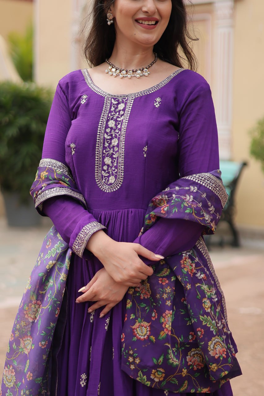 Chinon And Sequins Embroidered Work GOWN-WITH-DUPATTA COLLECTIONS