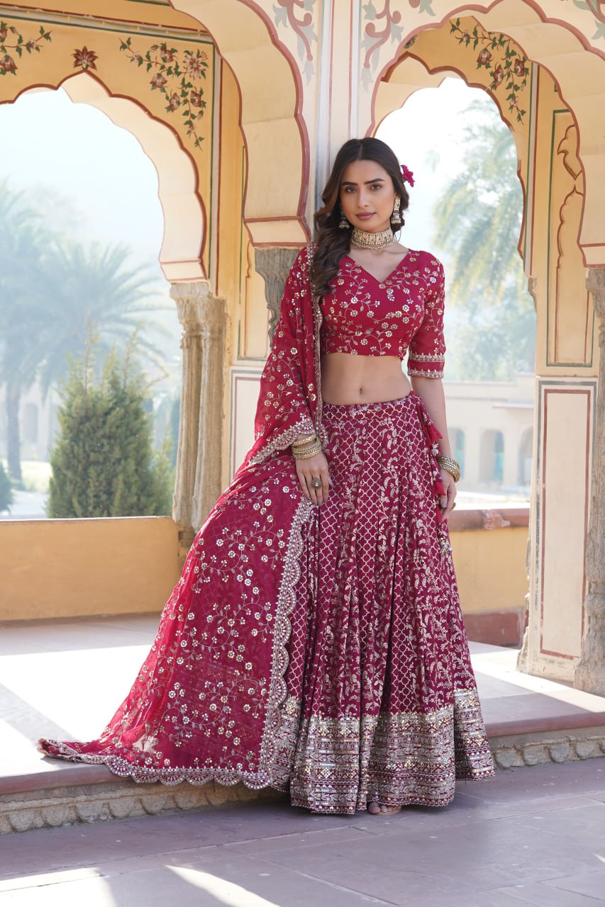 Designer Pure Viscose Jacquard fabric Lehenga Choli & Dupatta Set LEHENGA CHOLI COLLECTIONS-2024